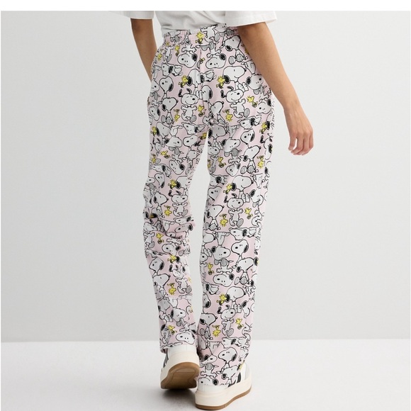 🆕 Peanuts Snoopy Pajama Pants Woodstock Drawstring Front Pockets Pink XL Juniors - Picture 5 of 7